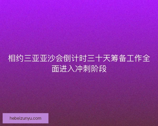 相约三亚亚沙会倒计时三十天筹备工作全面进入冲刺阶段