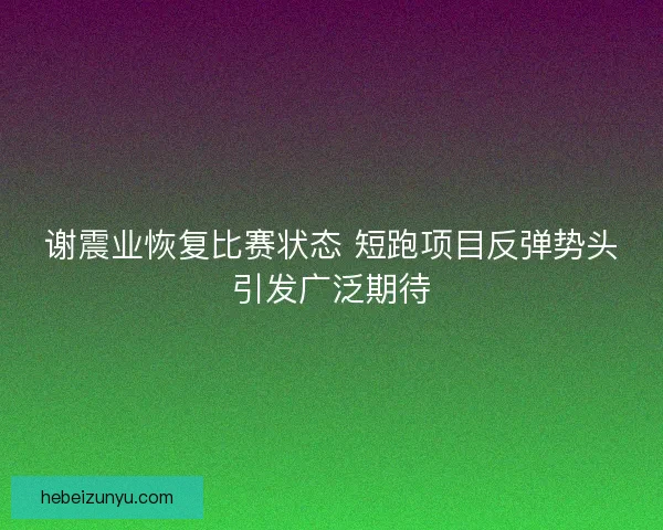 谢震业恢复比赛状态 短跑项目反弹势头引发广泛期待