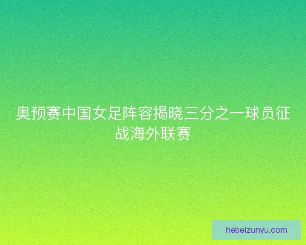 奥预赛中国女足阵容揭晓三分之一球员征战海外联赛 奥预赛中国女足阵容揭晓三分之一球员征战海外联赛
