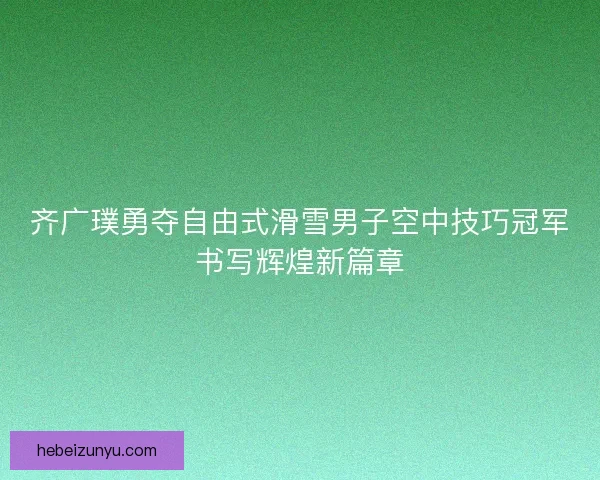齐广璞勇夺自由式滑雪男子空中技巧冠军书写辉煌新篇章